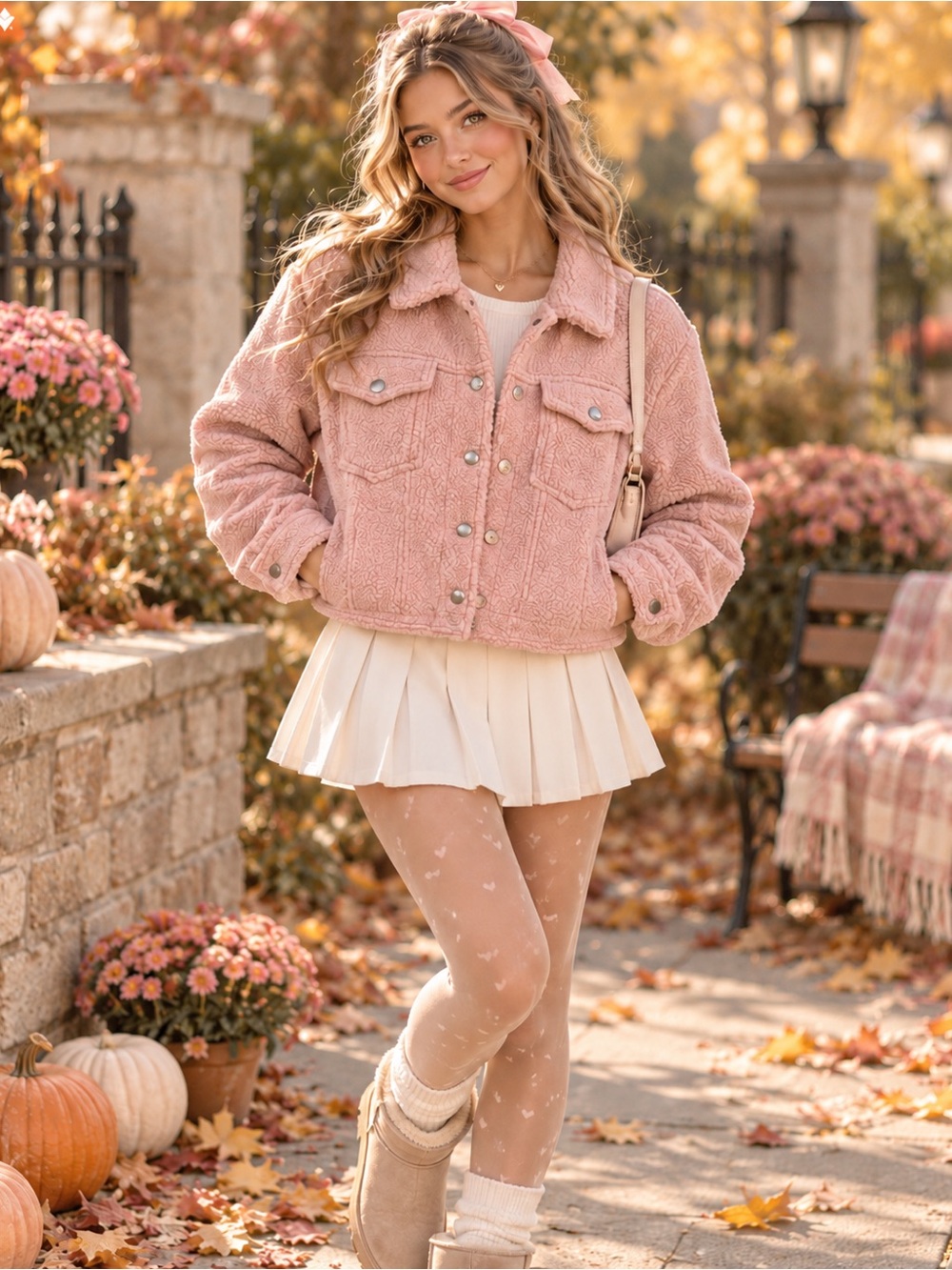JOUJOU Pink Sherpa Trucker Jacket – Size XL